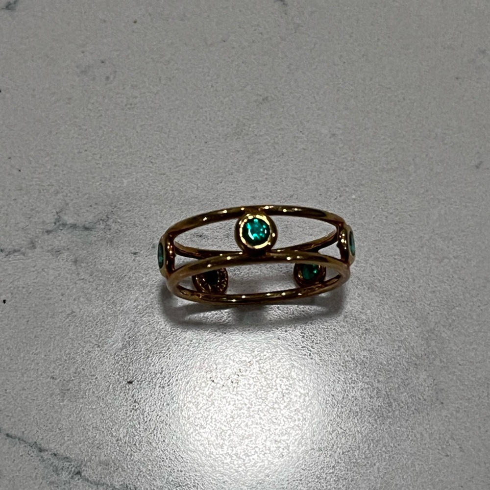 Tiffany & Co Elsa Peretti double wire 18k and emerald ring sz 5.5